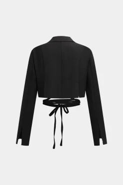 MICAS Outerwear|Blazers-Tie Up Fake Pocket Blazer BLACK