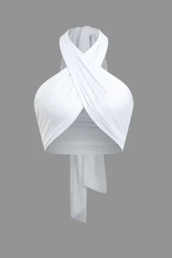 MICAS Tank Tops & Cami-Tie-Back Cross Halter Tank Top