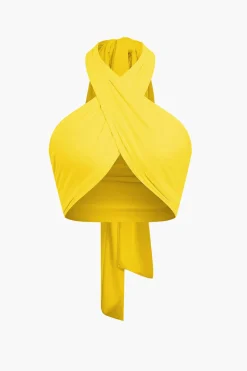 MICAS Tank Tops & Cami-Tie-Back Cross Halter Tank Top