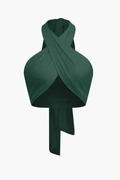 MICAS Tank Tops & Cami-Tie-Back Cross Halter Tank Top