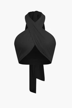 MICAS Tank Tops & Cami-Tie-Back Cross Halter Tank Top