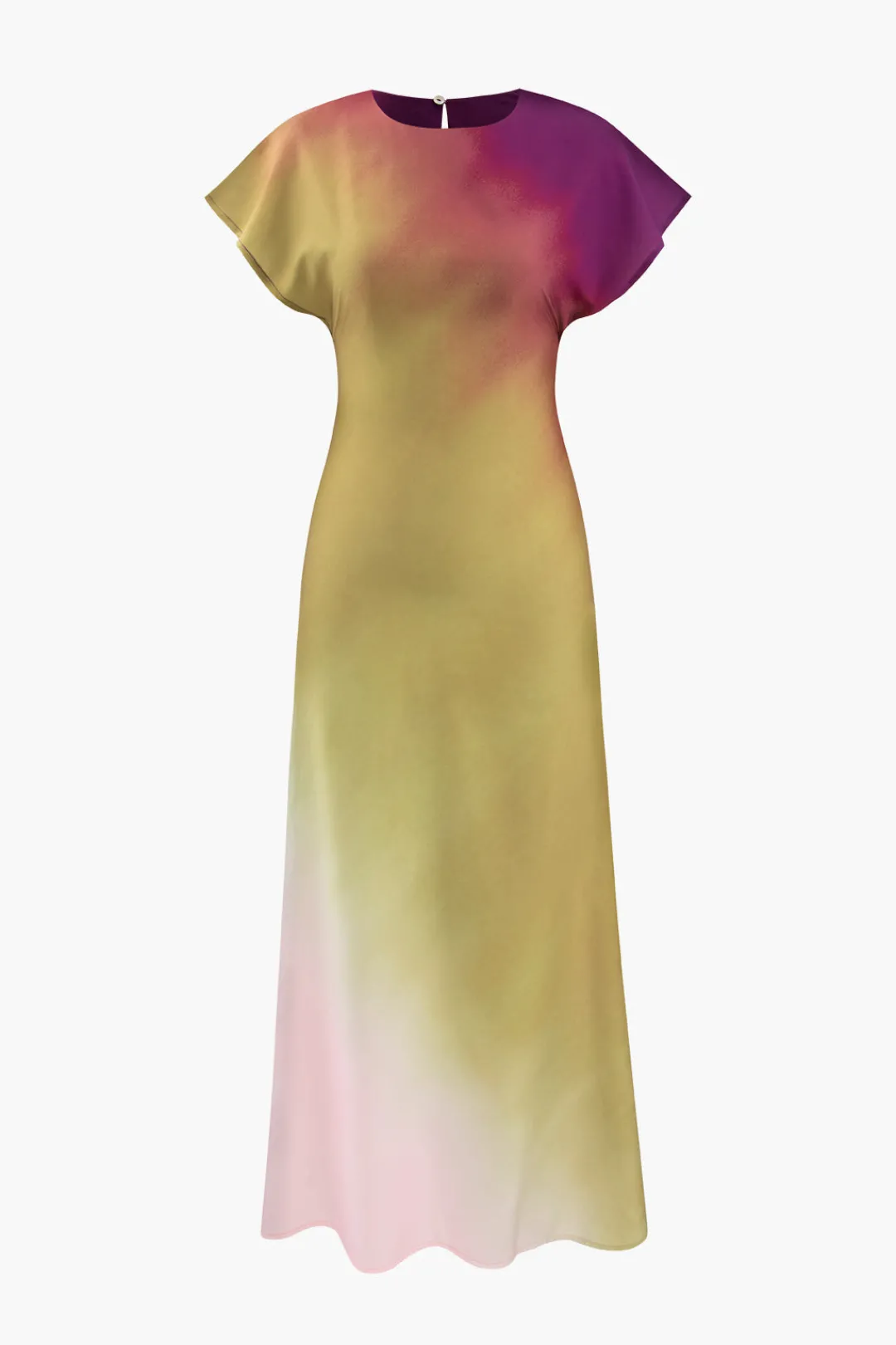 MICAS Maxi Dresses-Tie-Dye Satin Cap Sleeve Maxi Dress MULTICOLOR