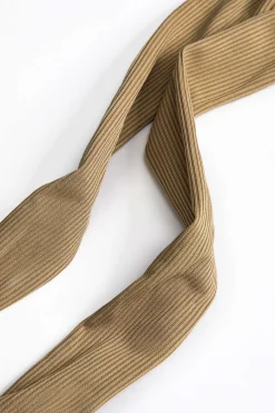 MICAS Pant Sets-Tie-Up Asymmetrical V-Neck Long-Sleeve And Trousers Set TAN