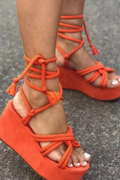 MICAS Shoes|Shoes-Tie-Up Open Toe Platform Flats Sandals