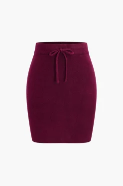 MICAS Knitwear|Knit Bottoms-Tie-Up Sweater Skirt