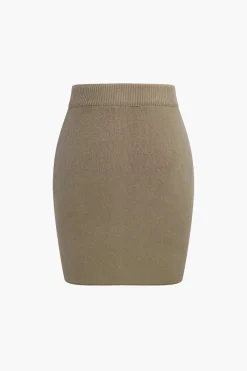 MICAS Knitwear|Knit Bottoms-Tie-Up Sweater Skirt