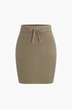 MICAS Knitwear|Knit Bottoms-Tie-Up Sweater Skirt