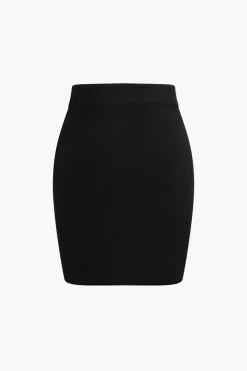 MICAS Knitwear|Knit Bottoms-Tie-Up Sweater Skirt