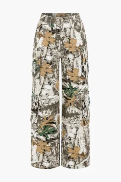 MICAS Jeans-Tree Print Wide Leg Jeans MULTICOLOR