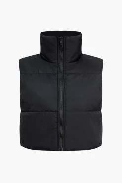 MICAS Outerwear|Outerwear-Turtleneck Zip-Up Puffer Vest BLACK