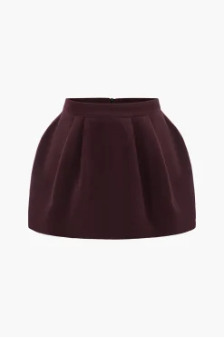 MICAS Skirts-Tweed High Waist Ruched Skirt