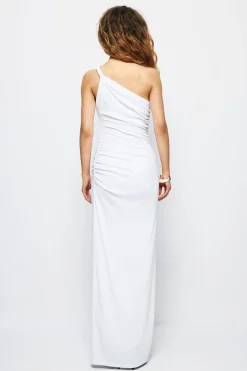 MICAS Maxi Dresses-Twist Asymmetrical Slit Maxi Dress WHITE
