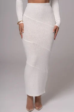 MICAS Skirt Sets-Twist Cut Out Long Sleeve Top And Skirt Set WHITE