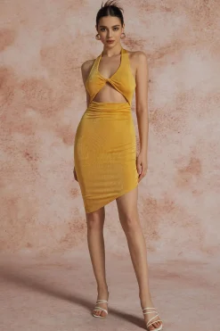 MICAS Midi Dresses-Twist Halter Cut Out Backless V-neck Midi Dress