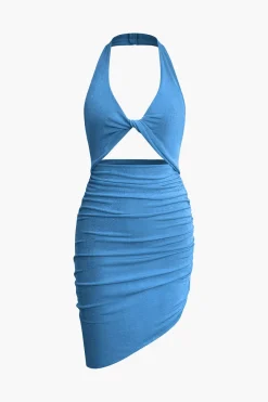 MICAS Midi Dresses-Twist Halter Cut Out Backless V-neck Midi Dress