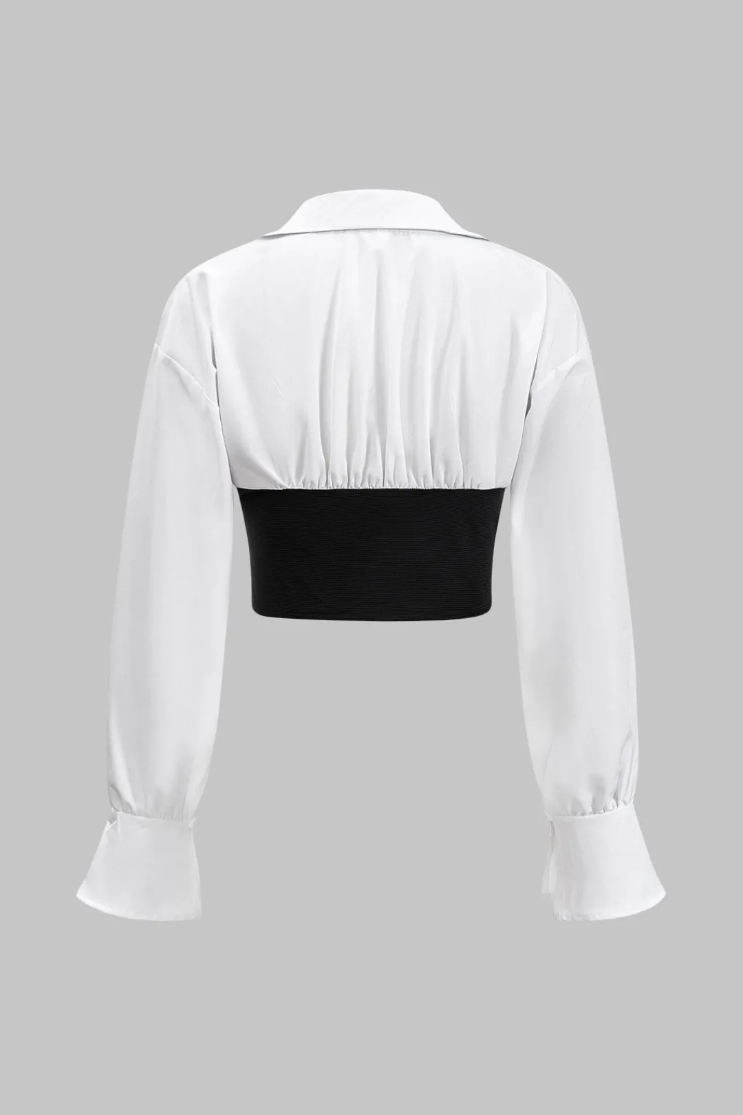 MICAS Skirt Sets-Twist Knot Patchwork Long Sleeve Shirt And Skirt Set BLACK