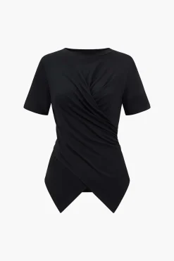 MICAS T-Shirts-Twist Knot Short Sleeve T-Shirt BLACK