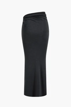 MICAS Skirt Sets-Twist Knot Top And Skirt Set DARK GRAY