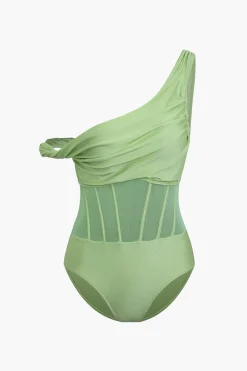 MICAS Swimwear-Twist Ruched Tummy Control One-Piece Swimsuit LIGHT GREEN