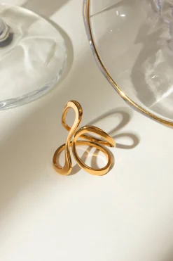 MICAS Accessories-Twisted Shaped Open Ring PURE GOLD