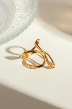 MICAS Accessories-Twisted Shaped Open Ring PURE GOLD