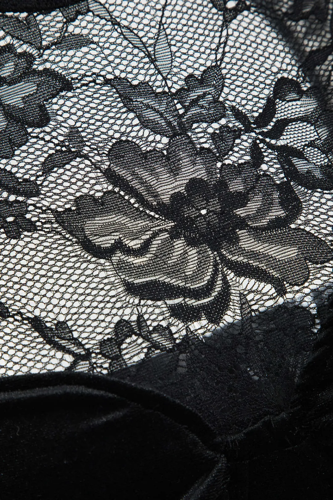 MICAS Long Sleeve Tops|Long Sleeves Tops-Velvet Patchwork Corset Backless Long-Sleeve Top BLACK