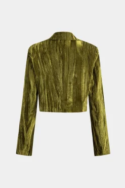 MICAS Outerwear|Outerwear-Velvet Pocket Long Sleeve Jacket OLIVE