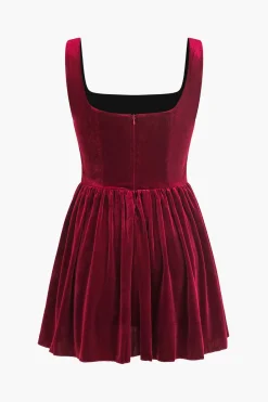MICAS Mini Dresses-Velvet Sleeveless Mini Dress BURGUNDY