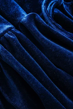 MICAS Mini Dresses-Velvet Sleeveless Mini Dress With Bow Detail DARK BLUE