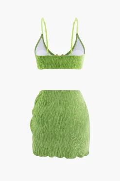 MICAS Swimwear|Vacation Sets-Velvet Textured U-ring Bikini And Sarong 3pc Set