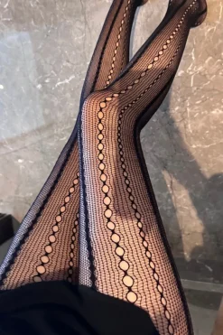 MICAS Tights|Accessories-Vertical Stripes Fishnet Tights BLACK