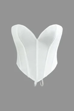 MICAS Tube Tops|Corset & Bustier Tops-V-Hem Tie Back Corset Corset Top