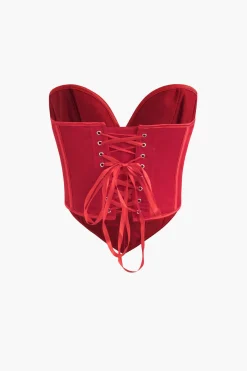 MICAS Tube Tops|Corset & Bustier Tops-V-Hem Tie Back Corset Corset Top