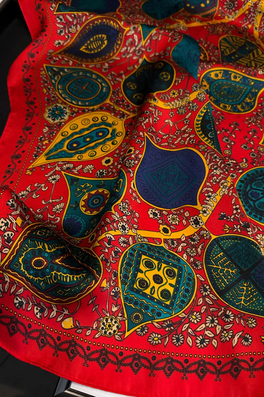 MICAS Accessories-Vintage Print Scarf RED