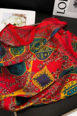 MICAS Accessories-Vintage Print Scarf RED