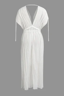 MICAS Maxi Dresses-V-Neck Backless Slit Maxi Dress