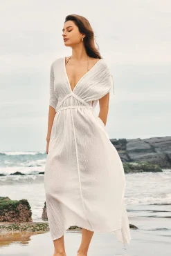 MICAS Maxi Dresses-V-Neck Backless Slit Maxi Dress