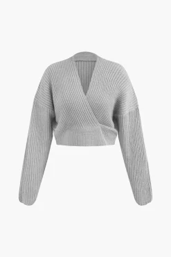 MICAS Knitwear|Knit Sets-V-neck Long Sleeve Sweater And Skirt Set