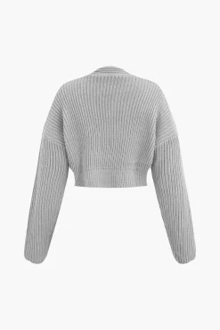 MICAS Knitwear|Knit Sets-V-neck Long Sleeve Sweater And Skirt Set