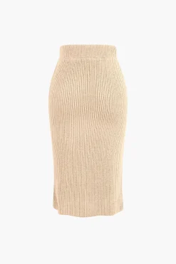 MICAS Knitwear|Knit Sets-V-neck Long Sleeve Sweater And Skirt Set