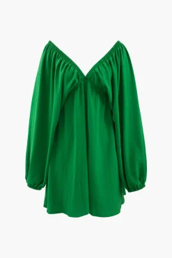 MICAS Mini Dresses-V-neck Puff Sleeve Mini Dress