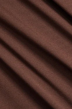 MICAS Long Sleeve Dresses|Maxi Dresses-V-Neck Ruched Long Sleeve Maxi Dress BROWN