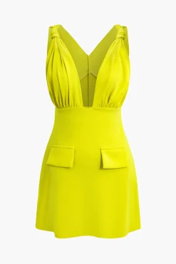 MICAS Mini Dresses-V-Neck Ruched Mini Dress