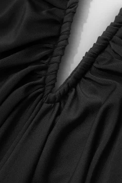 MICAS Skirt Sets|Vacation Sets-V-neck Ruched Top And V-shape Cut Waist Maxi Skirt Set