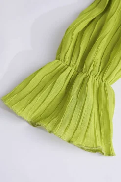 MICAS Long Sleeve Dresses|Mini Dresses-V-Neck Ruffle Detail Mini Dress SAGE