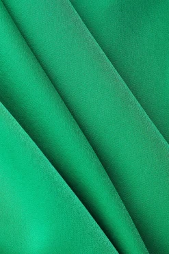 MICAS Midi Dresses-V-neck Satin Pleated Dress With Neck Scarf GREEN