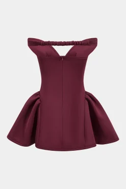 MICAS Mini Dresses-V-Neck Sleeveless Backless Mini Dress BURGUNDY