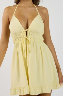 MICAS Mini Dresses-V-Neck Slip Sleeveless Mini Dress YELLOW