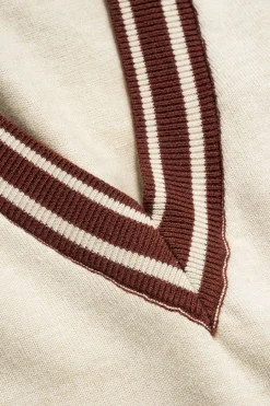 MICAS Knitwear|Knit Dresses-V-Neck Sweater Sleeveless Dress BEIGE