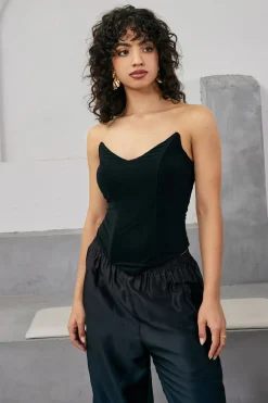 MICAS Tube Tops-V-neck Tube top BLACK